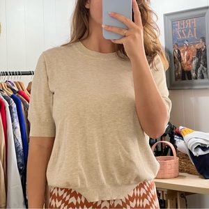 J.Crew Women’s Short-sleeve silk-blend crewneck sweater Size L